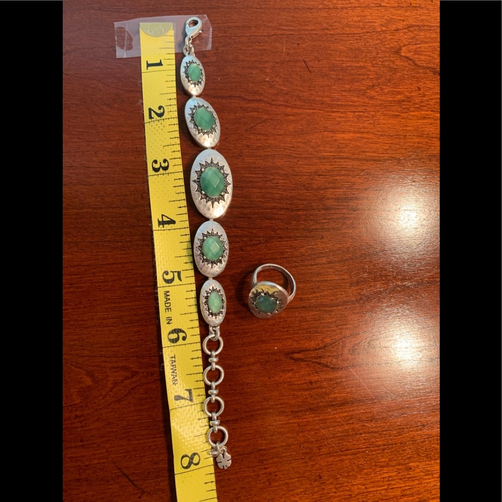 Lucky Brand -simulated emerald bracelet & ring - 7